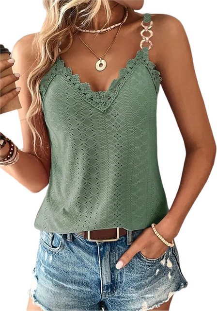 Mayou Tanktop Damen Trägershirt Ärmellose Sommer V-Ausschnitt Shirts mit Cu günstig online kaufen