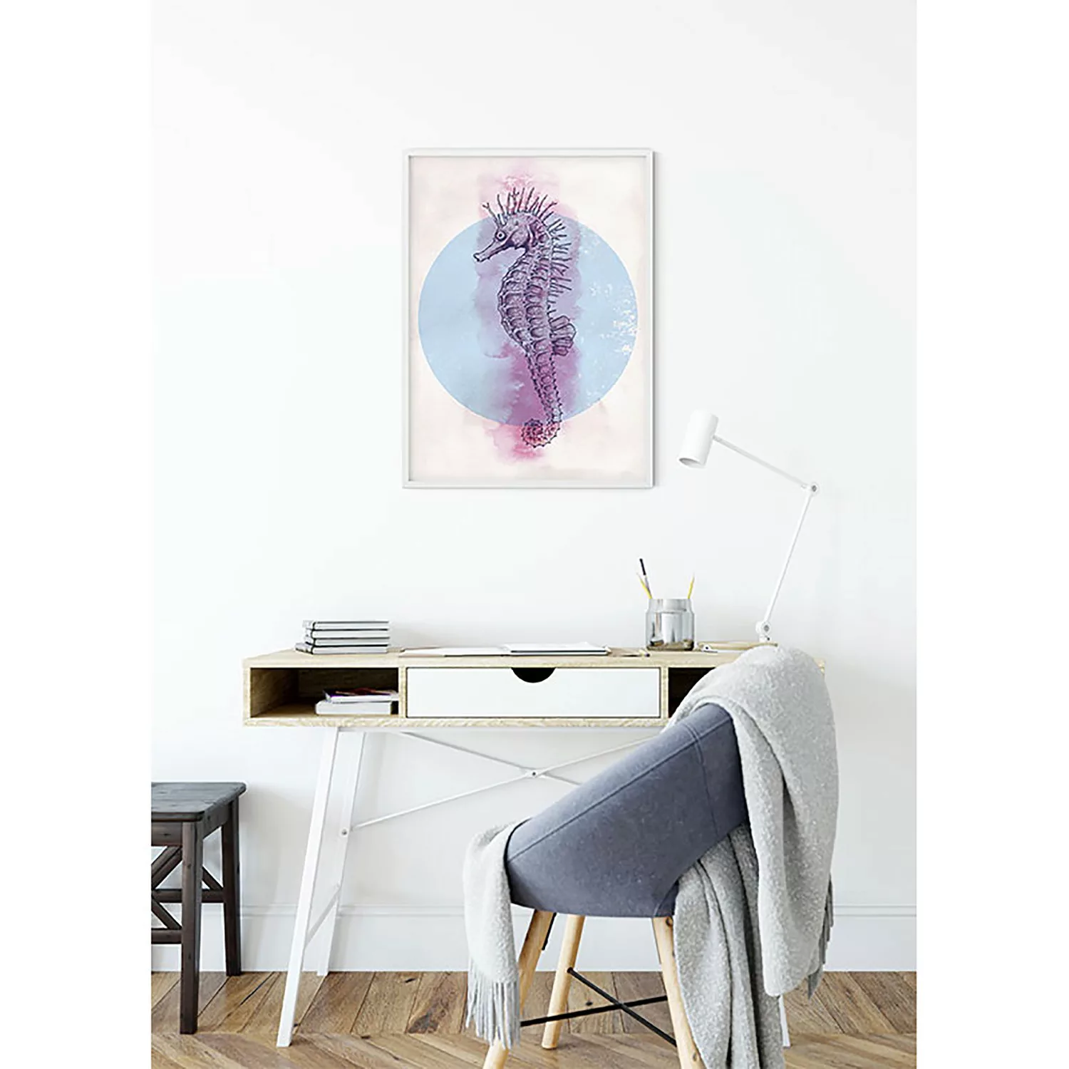 Komar Wandbild Sea Horse Watercolor Tiere B/L: ca. 50x70 cm günstig online kaufen