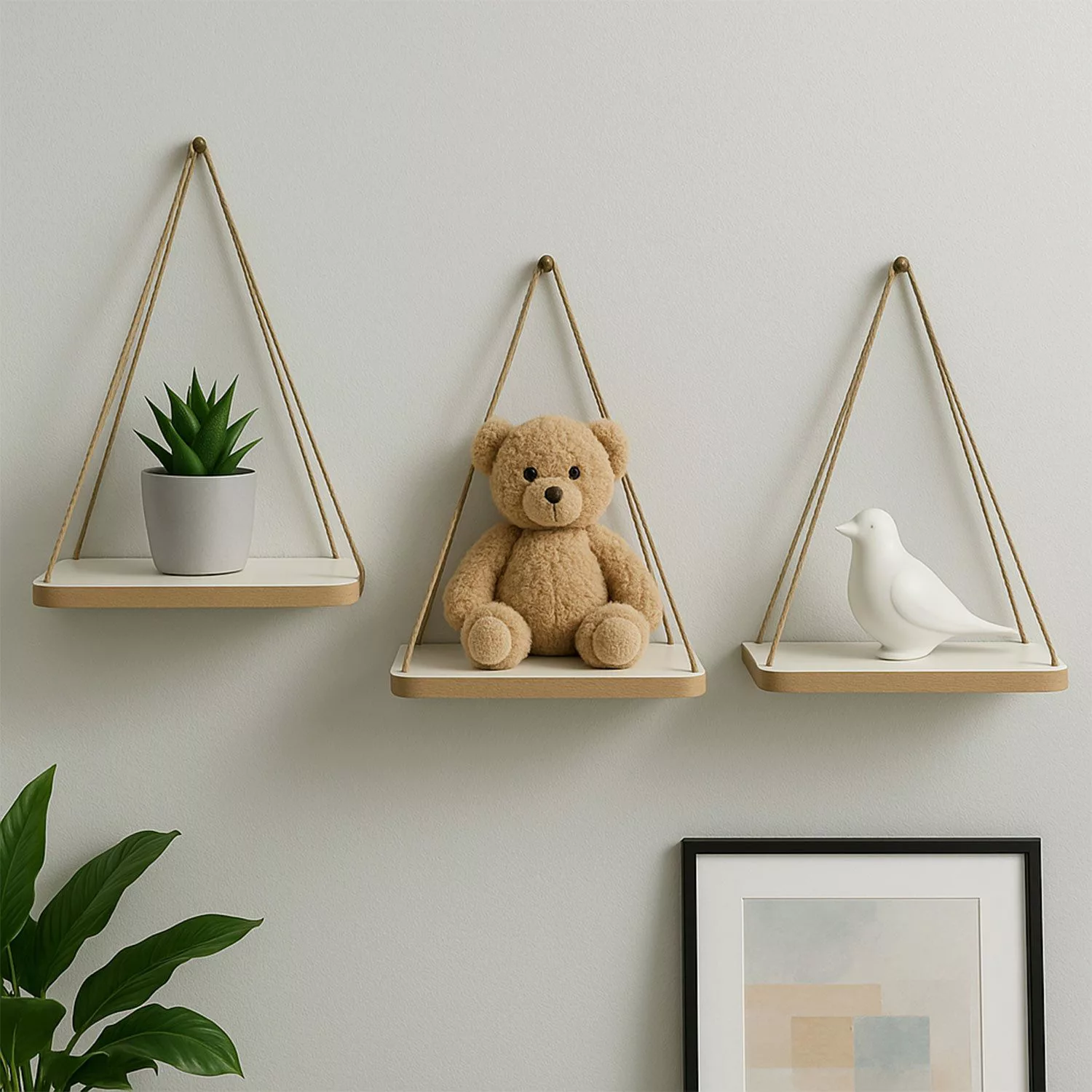 Jungengel Deko-Wandregal Vintage Hängeregal Jute Wandregal günstig online kaufen