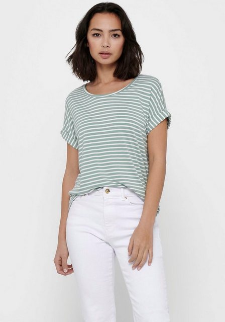 ONLY T-Shirt ONLMOSTER STRIPE S/S O-NECK TOP JRS NOOS mit Aufschlag am Arm günstig online kaufen