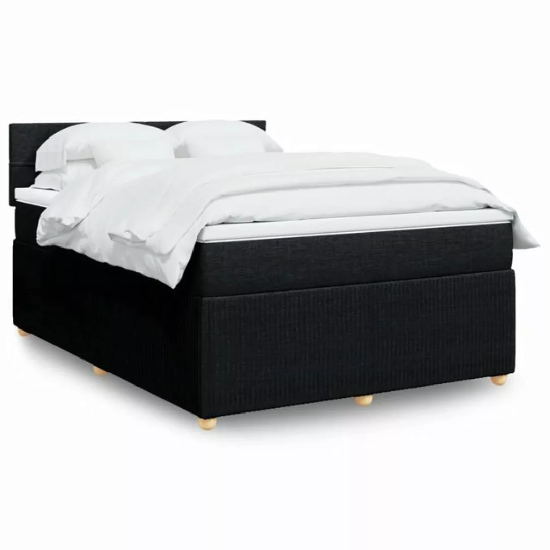 vidaXL Boxspringbett, Boxspringbett mit Matratze Schwarz 160x200 cm Stoff günstig online kaufen