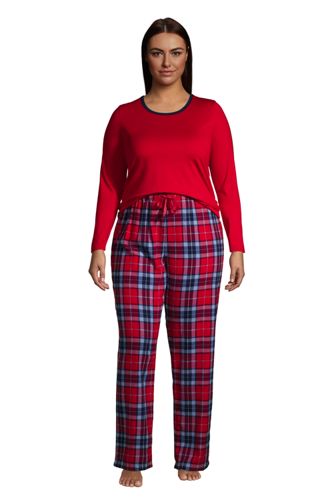 Flanell Pyjama-Set mit gemusterter Hose in großen Größen, Damen, Größe: 52- günstig online kaufen