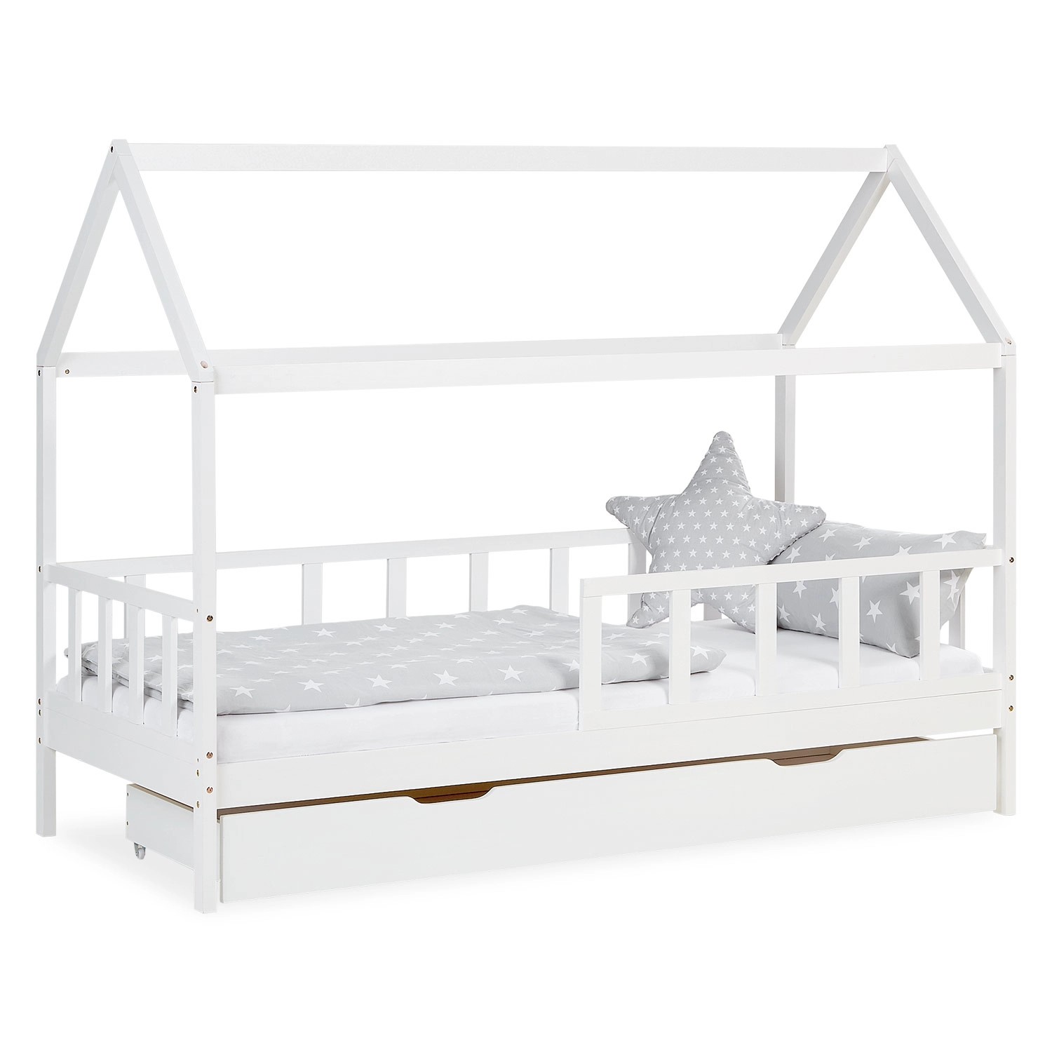 Homestyle4u Kinderbett 90x200 Hausbett Weiß Holz günstig online kaufen