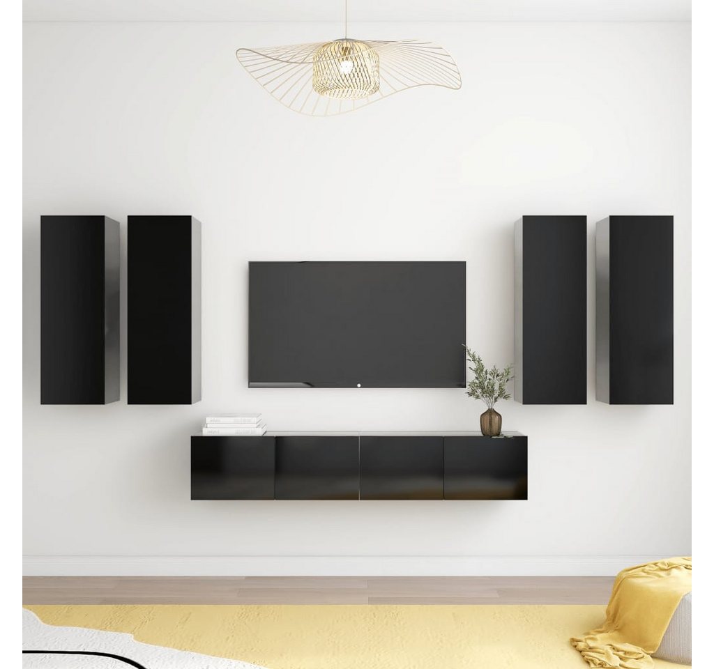 vidaXL TV-Schrank 6-tlg TV-Schrank-Set Schwarz Spanplatte günstig online kaufen