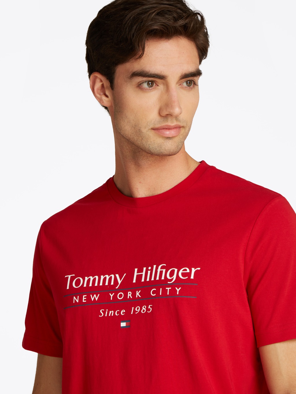 Tommy Hilfiger T-Shirt HILFIGER CENTER STACK TEE mit großem Schriftprint günstig online kaufen