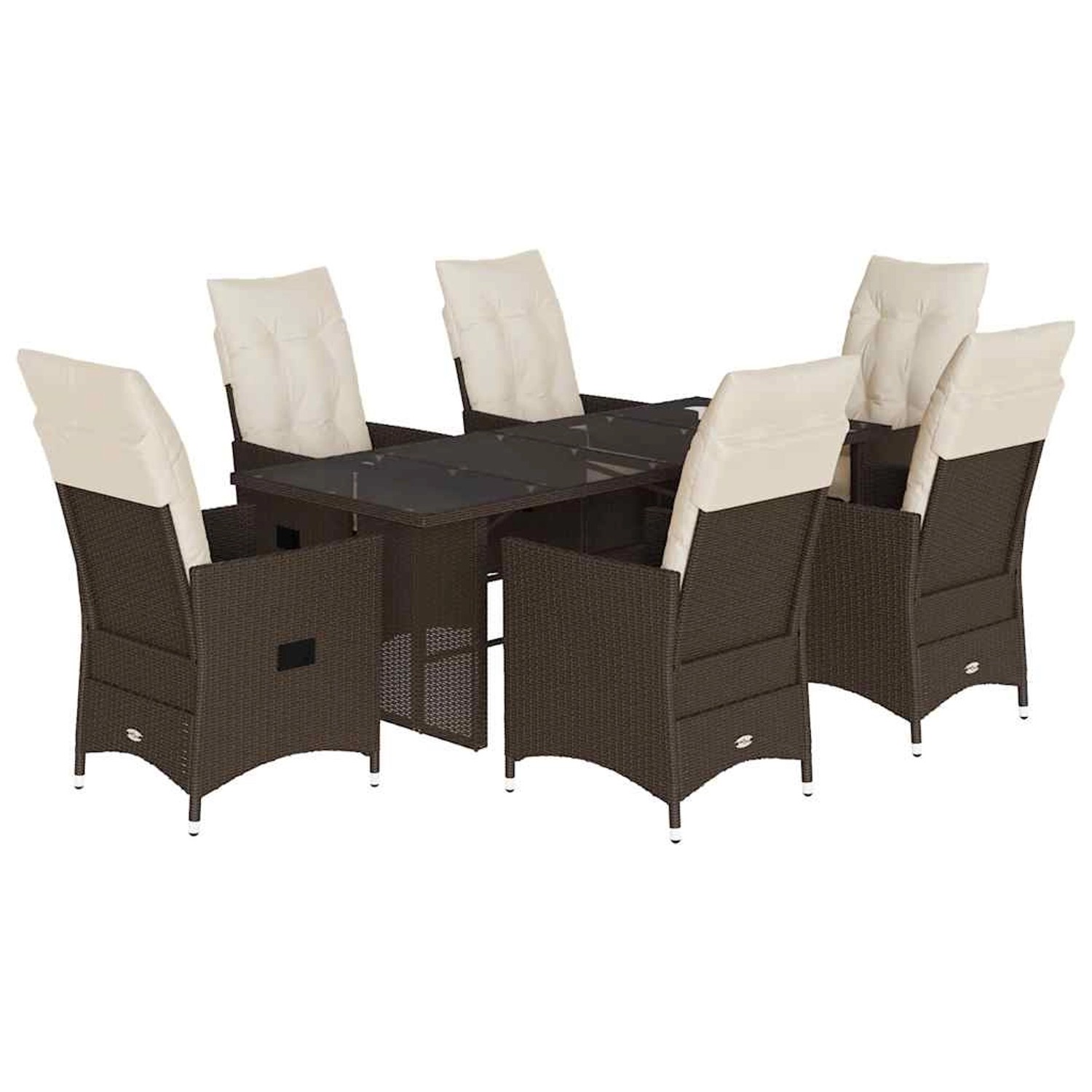 vidaXL 7-Tlg Garten-Essgruppe mit Kissen Braun Poly Rattan 3276776 günstig online kaufen
