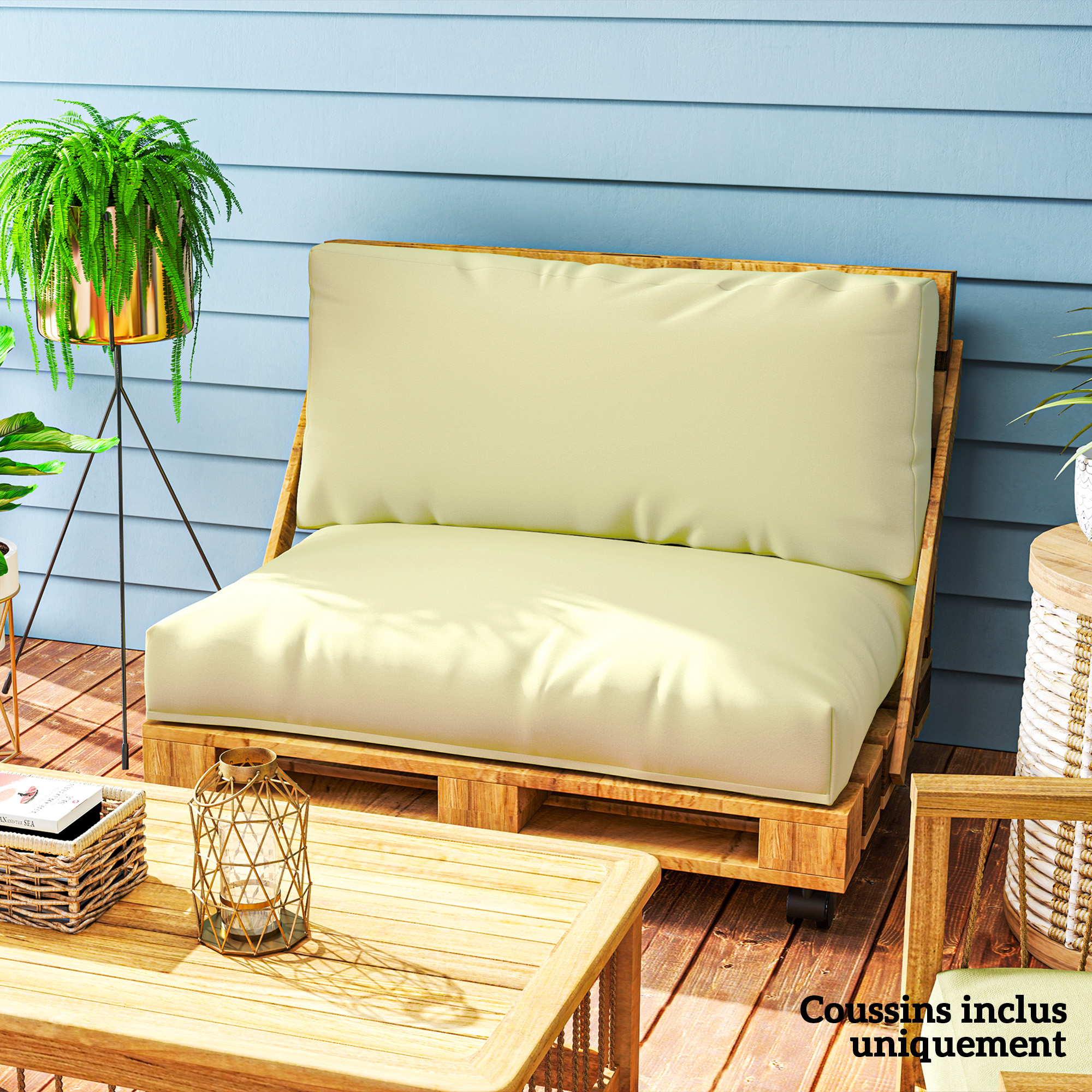Outsunny Palettenkissen für draußen 2 Sitzer, Sitzkissen für Euro Palette w günstig online kaufen
