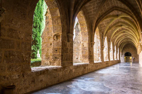 Papermoon Fototapete »ARCHITEKTUR-ZARAGOZA KLOSTER GARTEN« günstig online kaufen