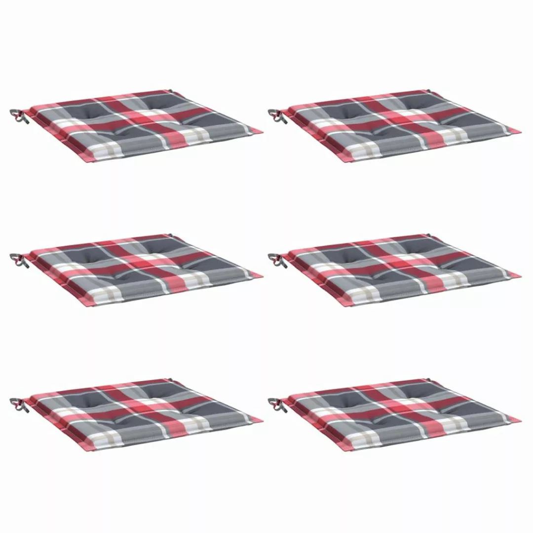 vidaXL Sitzauflage Gartenstuhl-Kissen 6Stk. Rot Karomuster günstig online kaufen