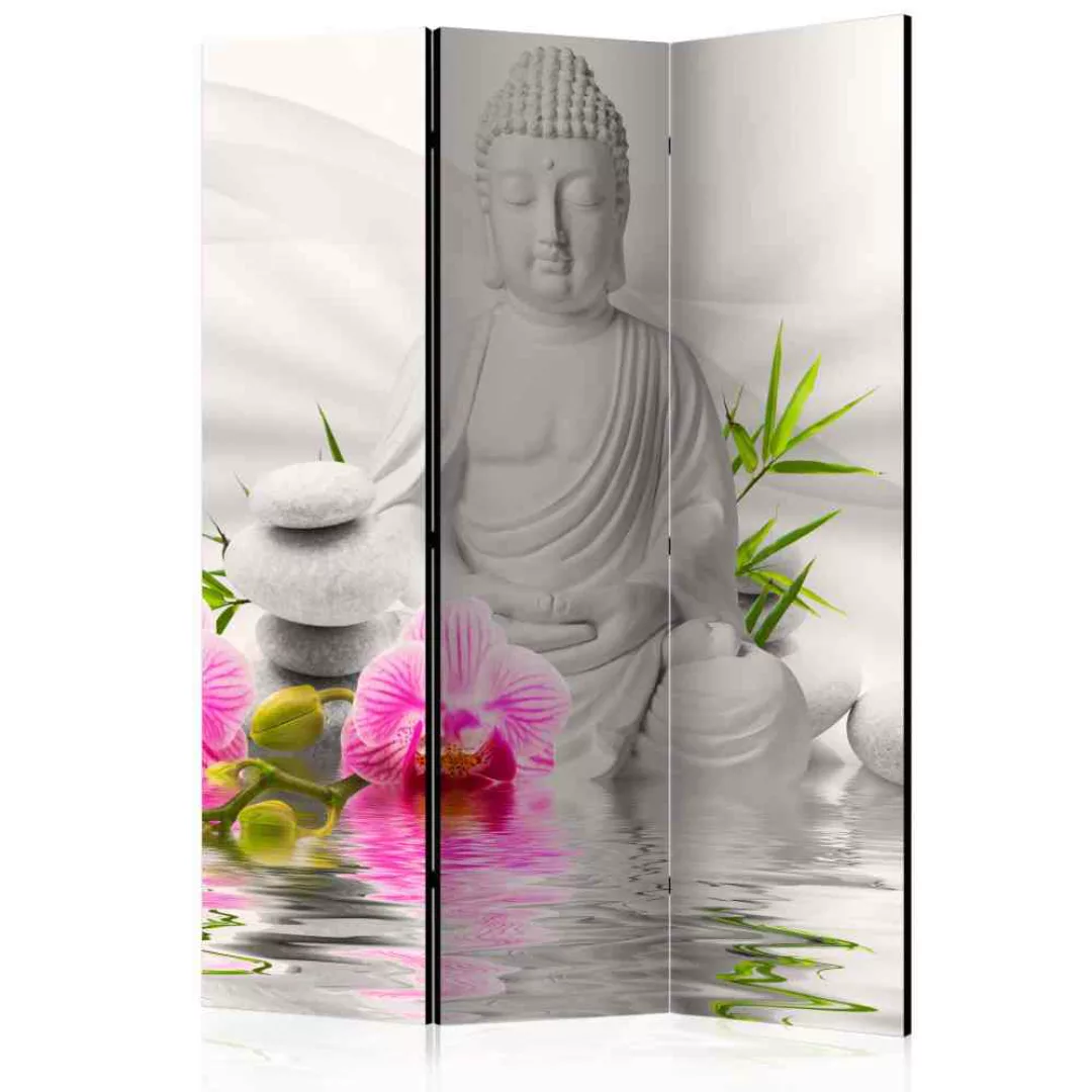 Paravent mit Buddha in Weiß 135 cm breit günstig online kaufen