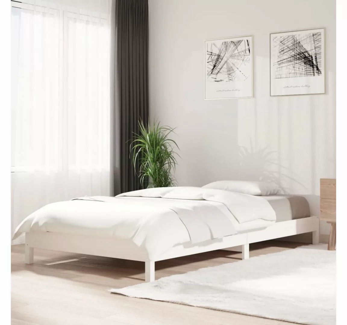 furnicato Bett Stapelbett Weiß 100x200 cm Massivholz Kiefer günstig online kaufen