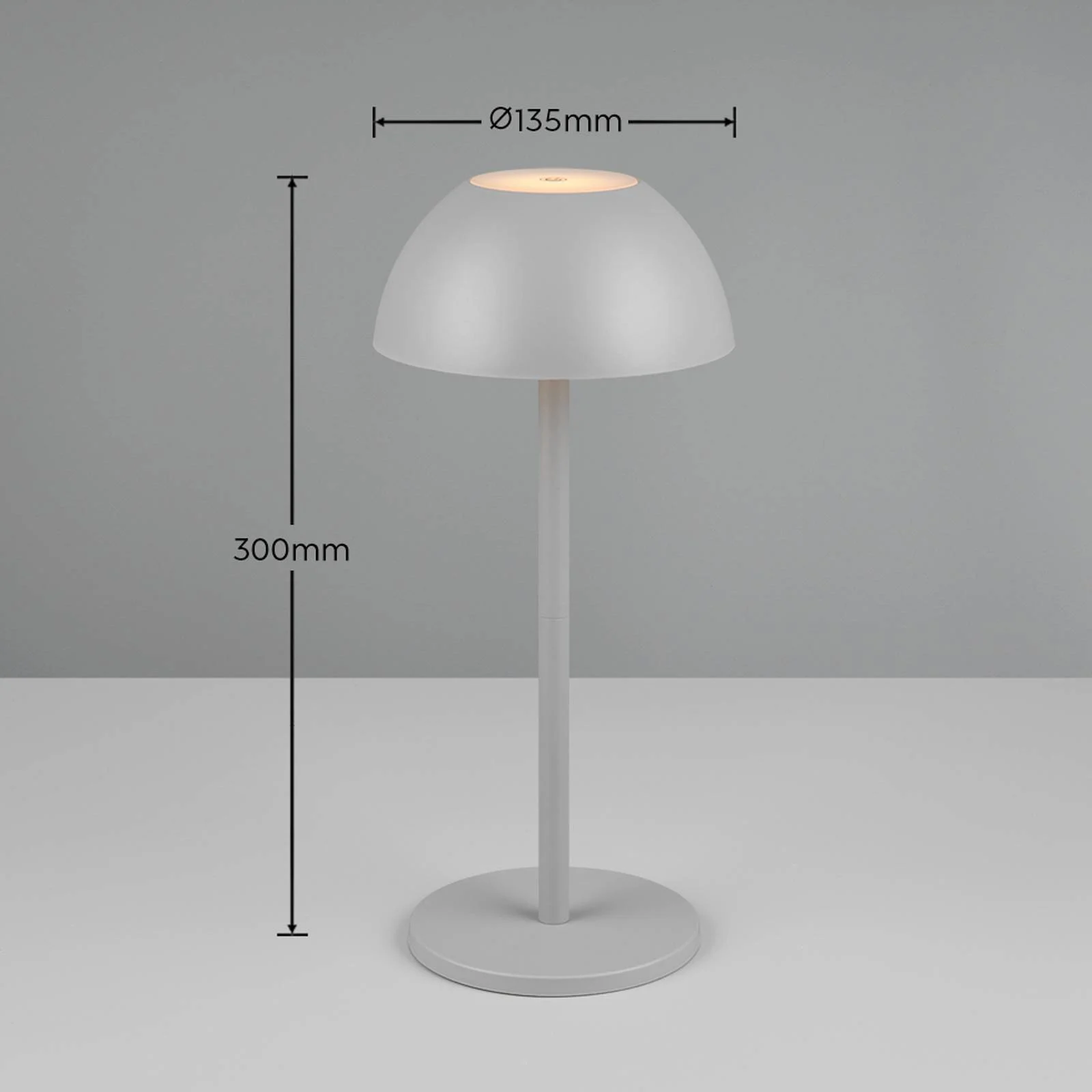 LED-Akku-Tischlampe Ricardo, grau, Höhe 30 cm, Kunststoff günstig online kaufen