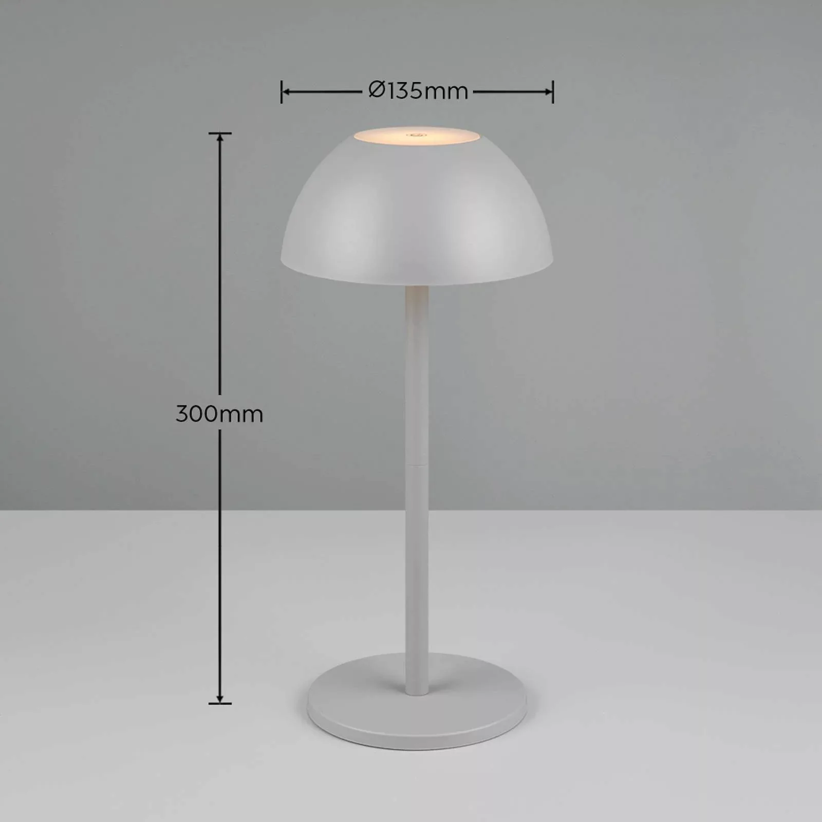 LED-Akku-Tischlampe Ricardo, grau, Höhe 30 cm, Kunststoff günstig online kaufen