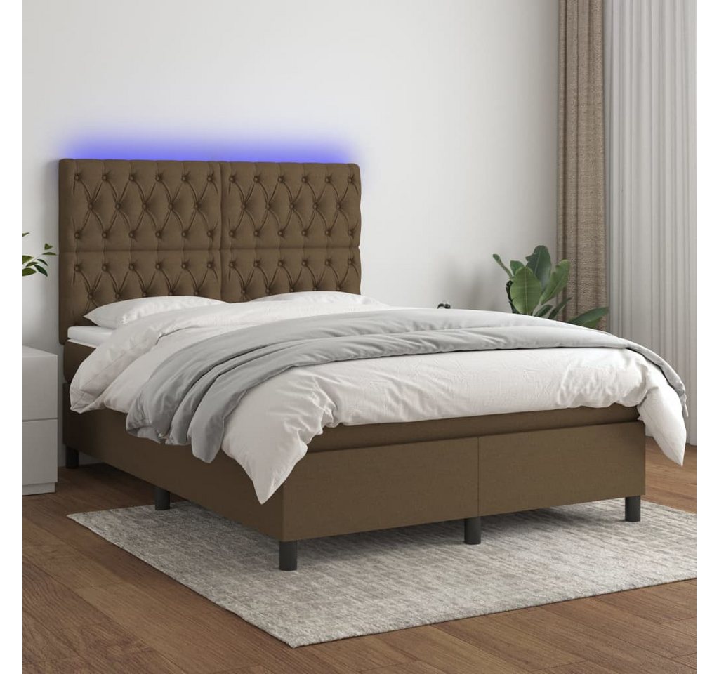 vidaXL Boxspringbett Bett Boxspringbett mit Matratze & LED Stoff (140 x 200 günstig online kaufen