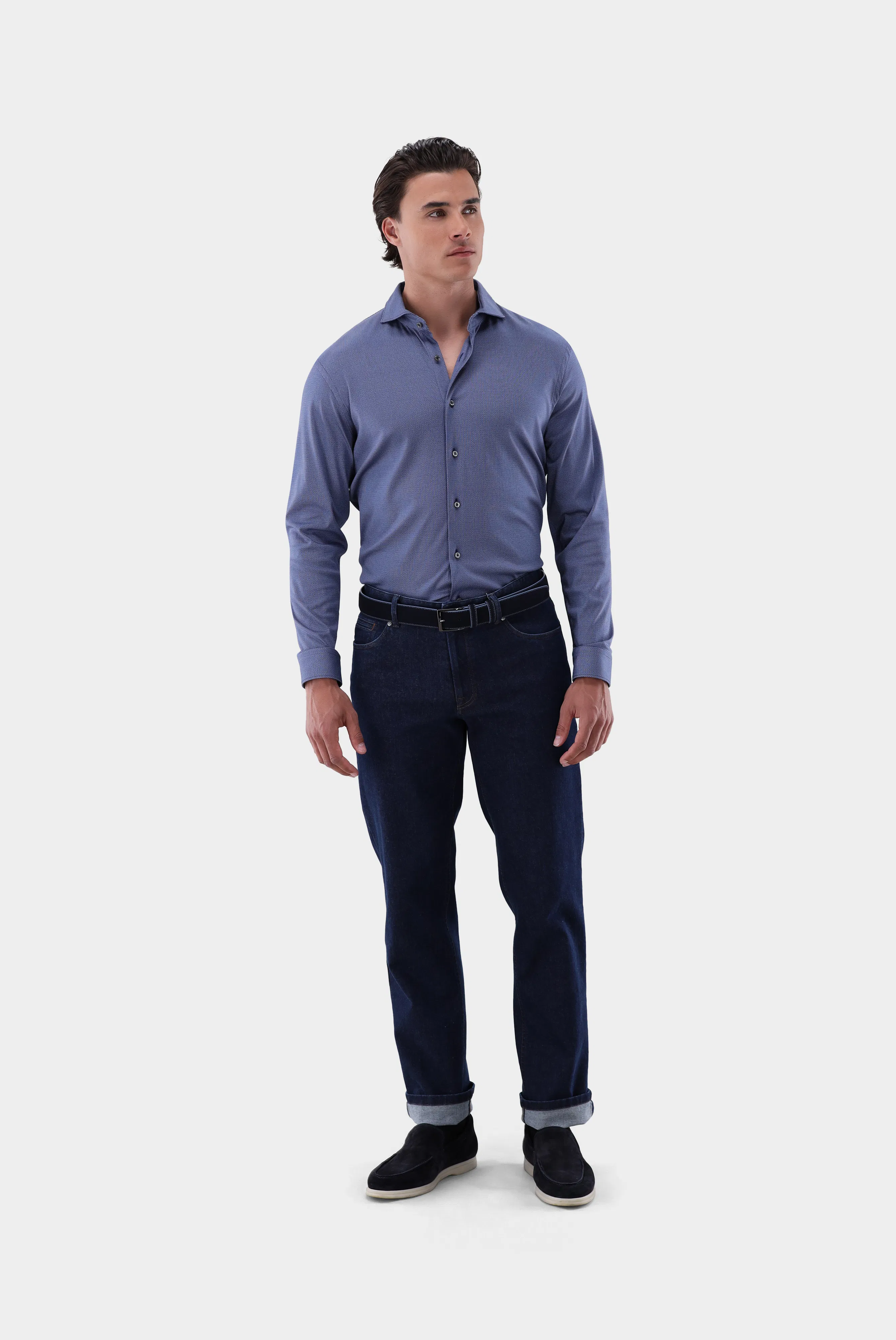 Jersey Hemd mit Micro Druck Tailor Fit günstig online kaufen
