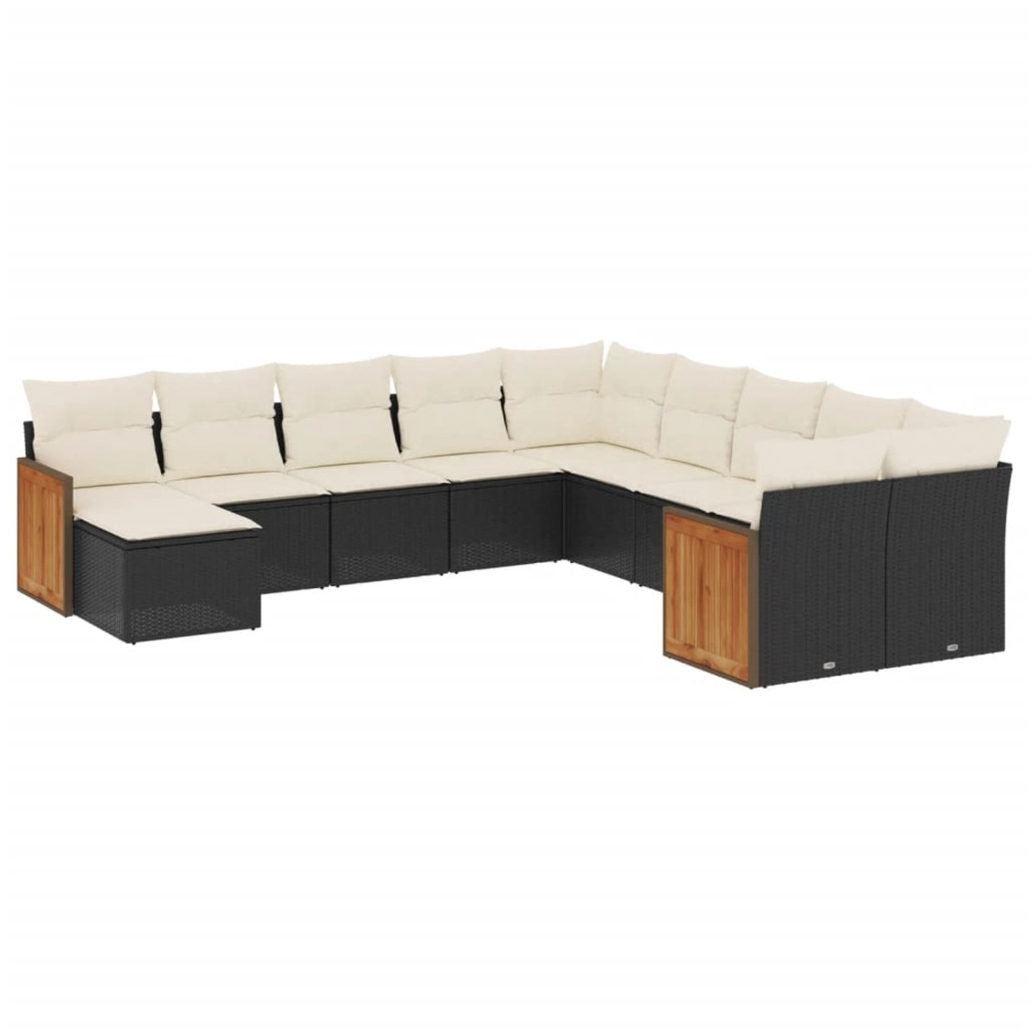 vidaXL 11-tlg Garten-Sofagarnitur mit Kissen Schwarz Poly Rattan Modell 92 günstig online kaufen