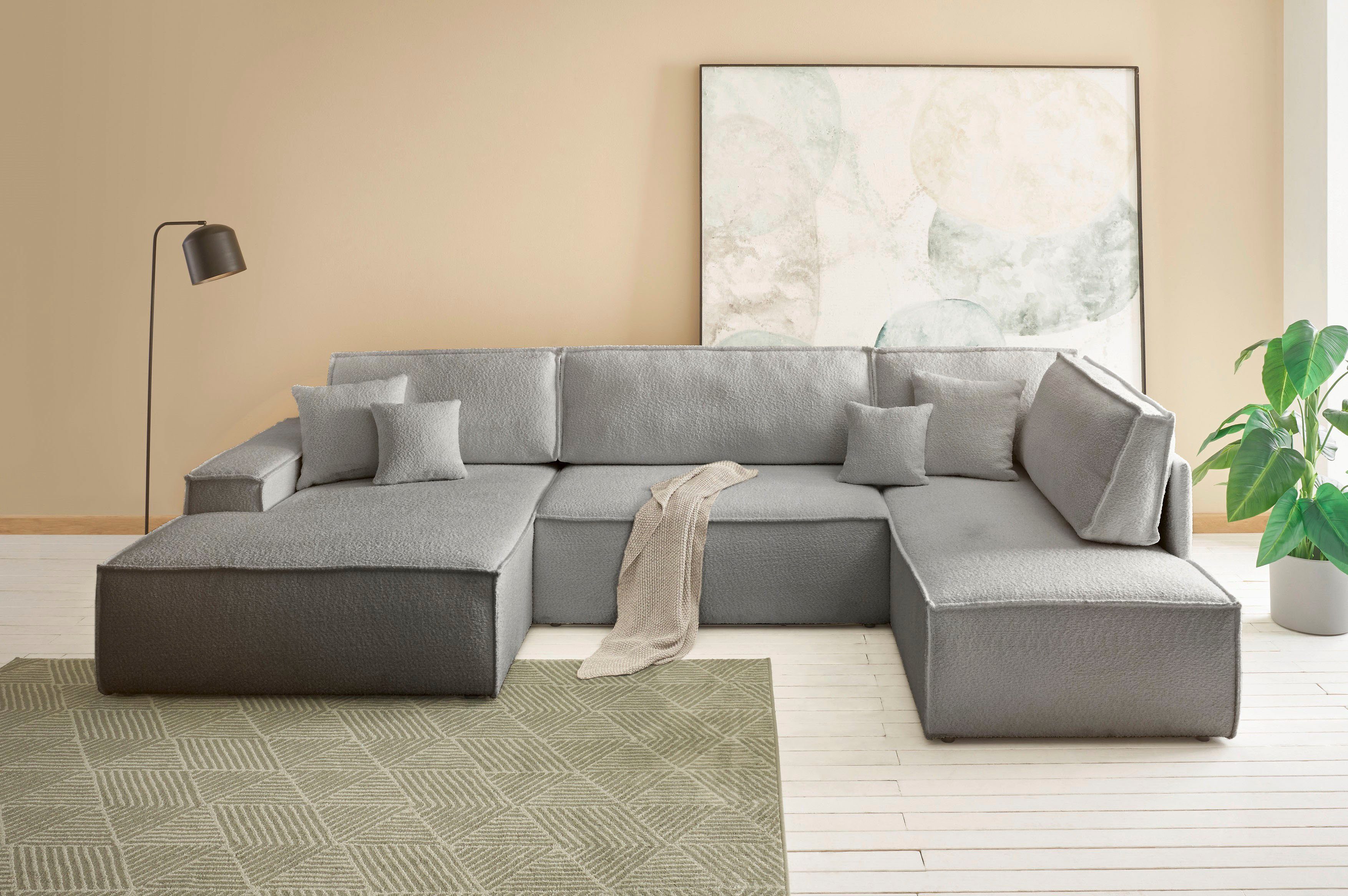 andas Wohnlandschaft "FINNLEY U-Form XXL 329 cm, Schlafsofa, Schlaffunktion günstig online kaufen