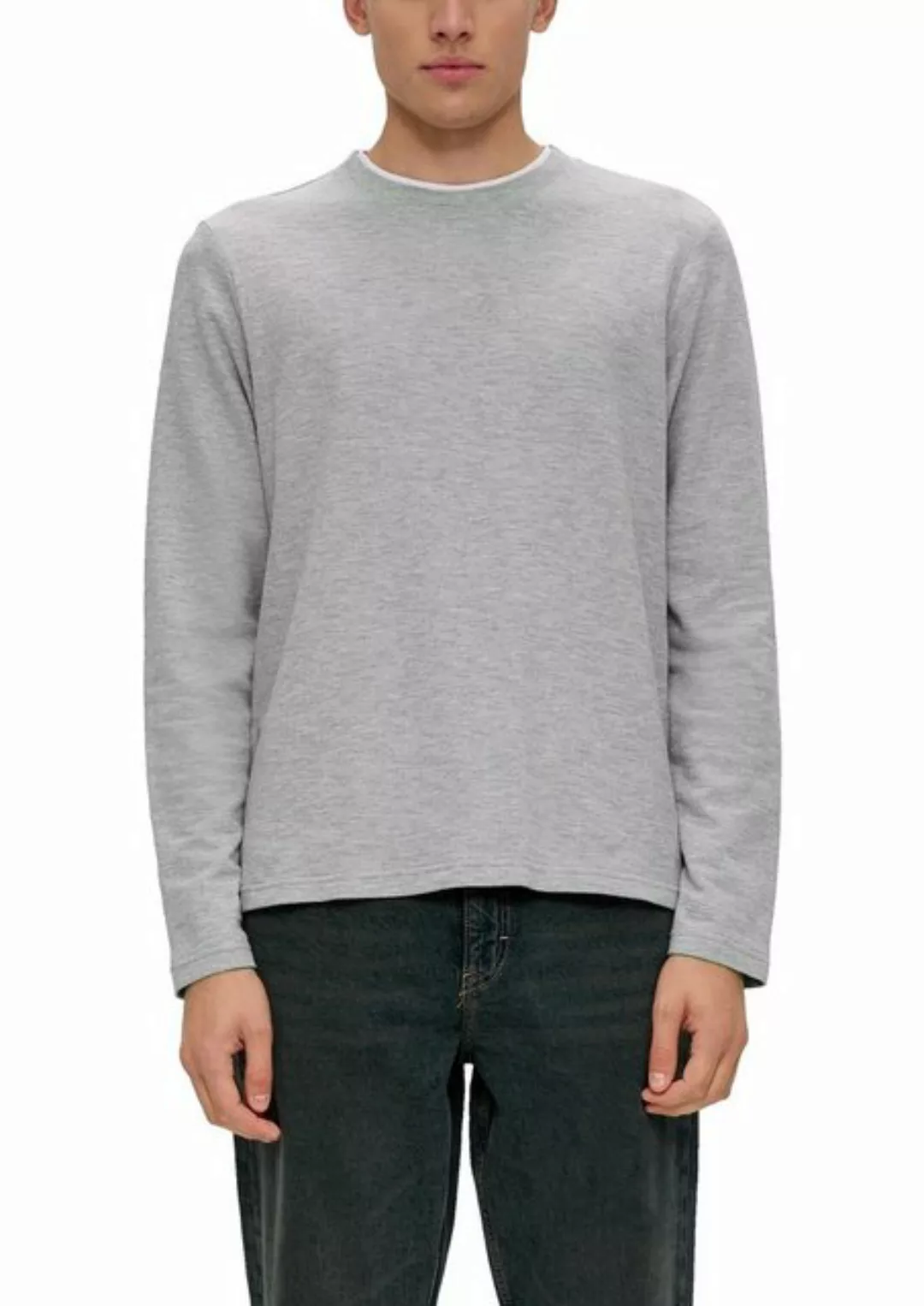 QS Langarmshirt mit Zweifarben-Kragen günstig online kaufen