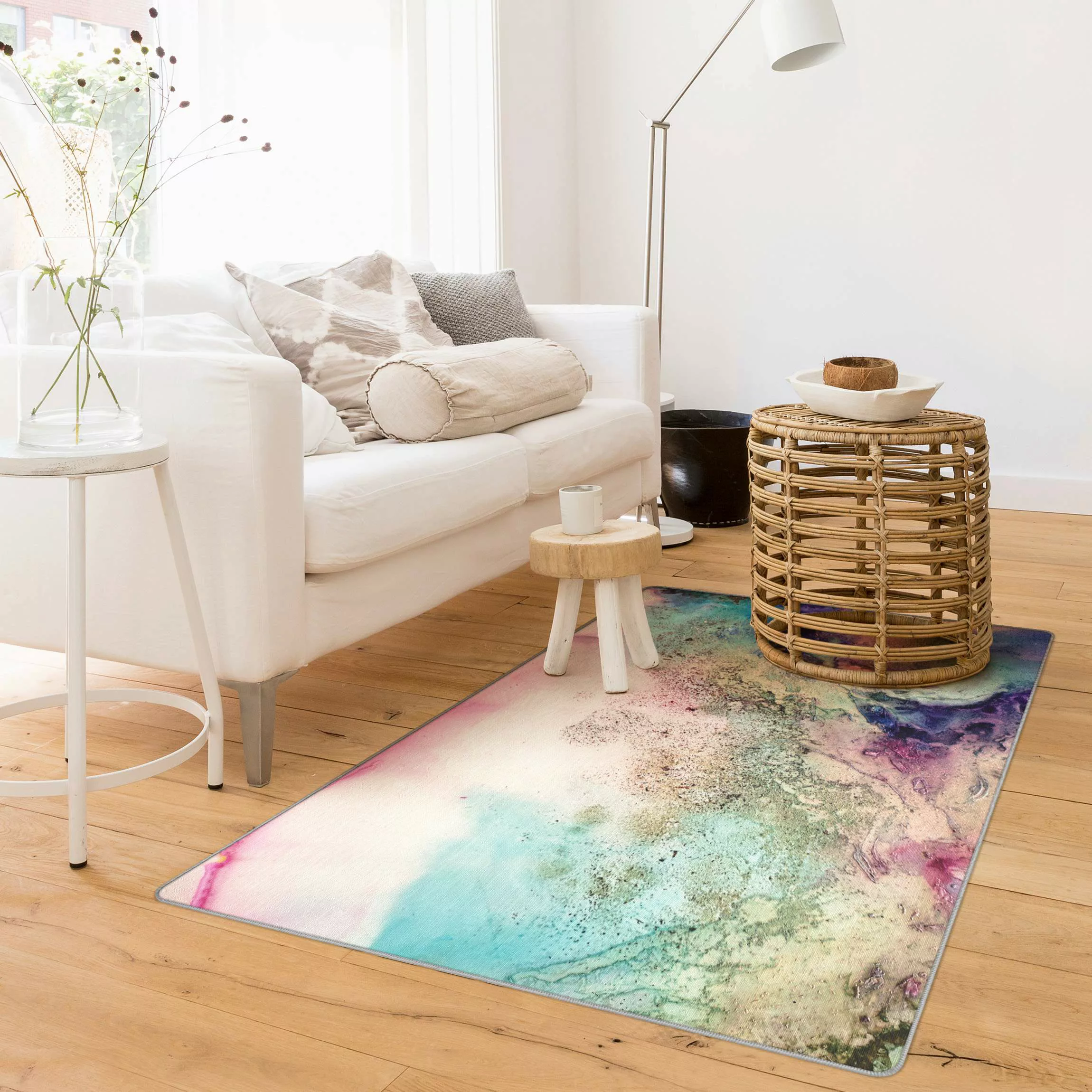Teppich Abstraktes Farbenspiel in R⁮osa und Lila günstig online kaufen