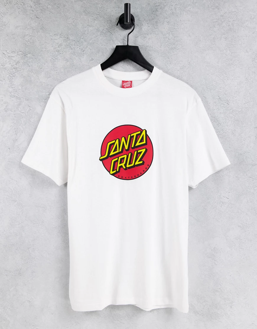 Santa Cruz – Klassisches T-Shirt mit Punkten in Weiß günstig online kaufen