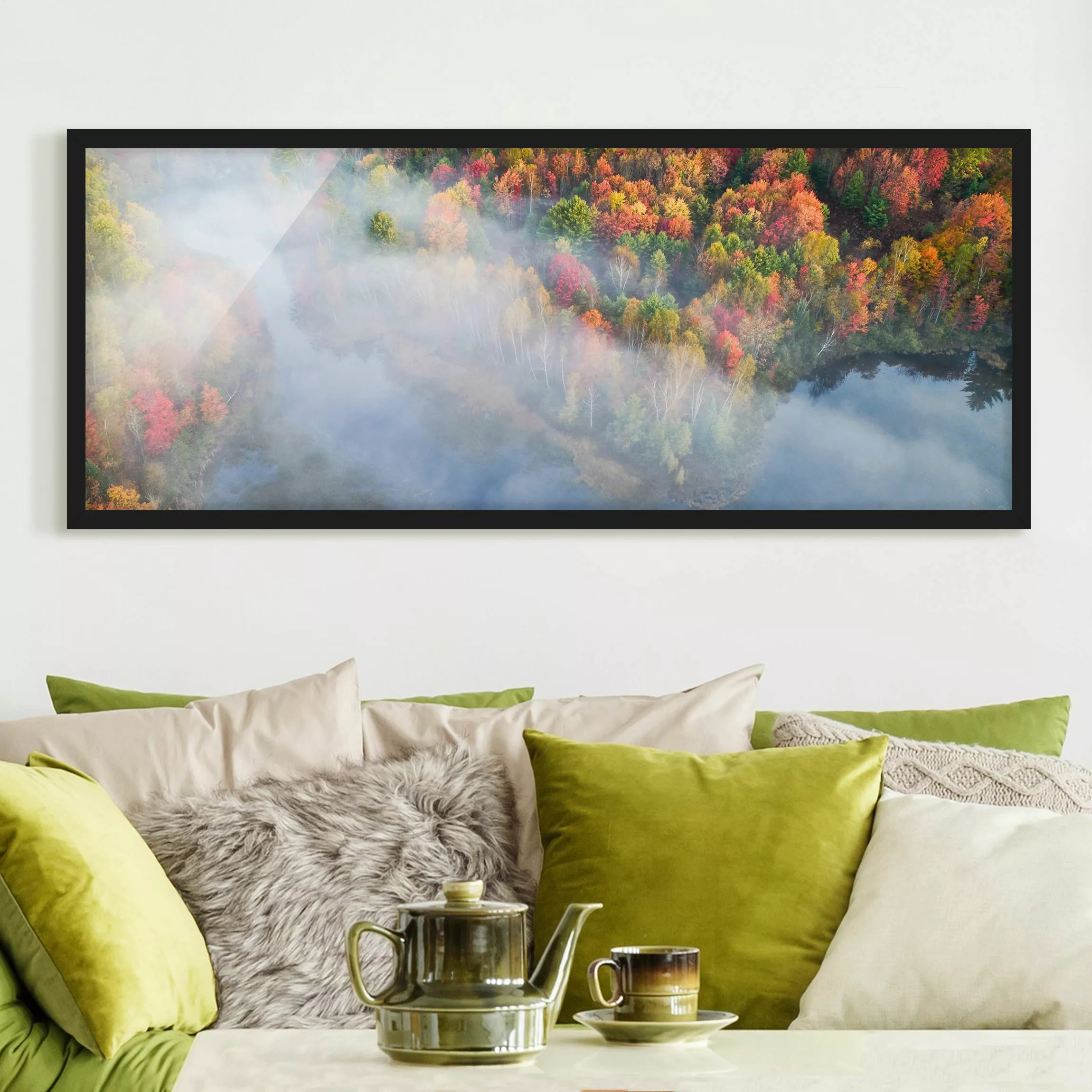 Bild mit Rahmen Natur & Landschaft - Panorama Luftbild - Herbst Symphonie günstig online kaufen