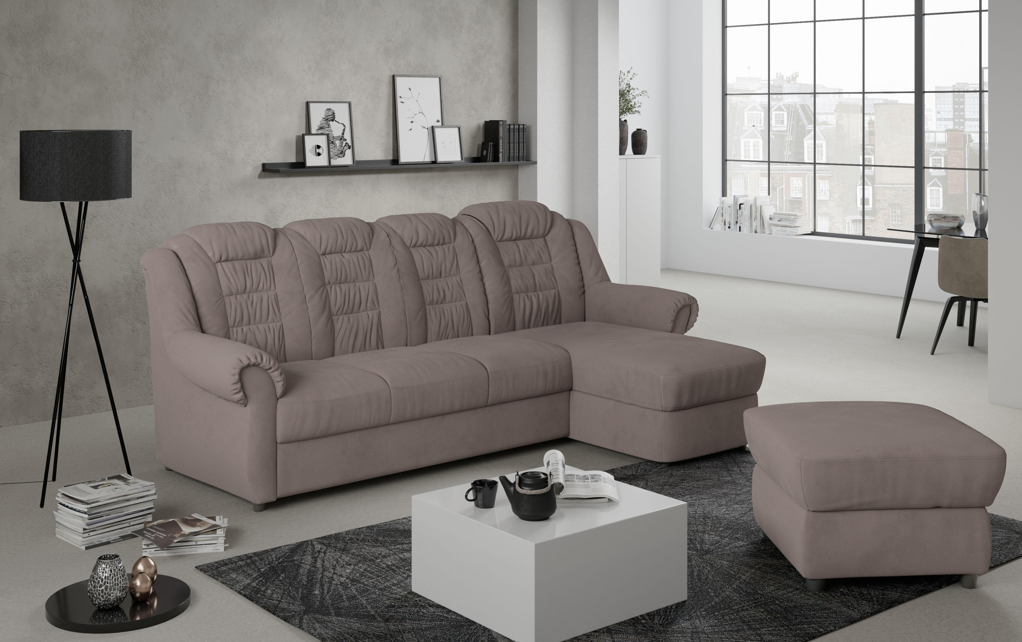 Home affaire Ecksofa "Boston L-Form", mit hoher Rückenlehne, wahlweise mit günstig online kaufen