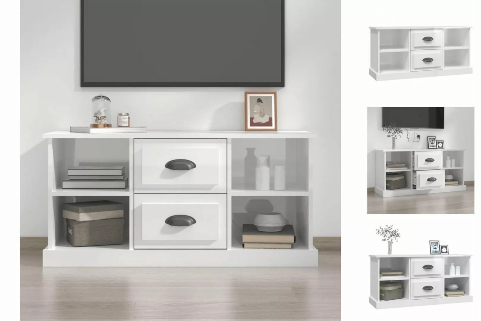 vidaXL TV-Schrank TV-Schrank Hochglanz-Weiß 99,5x35,5x48 cm Spanplatte günstig online kaufen