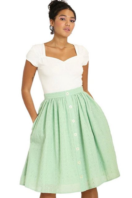 Hell Bunny A-Linien-Rock Celia 50's Skirt Vintage Lochmuster Minzgrün Retro günstig online kaufen