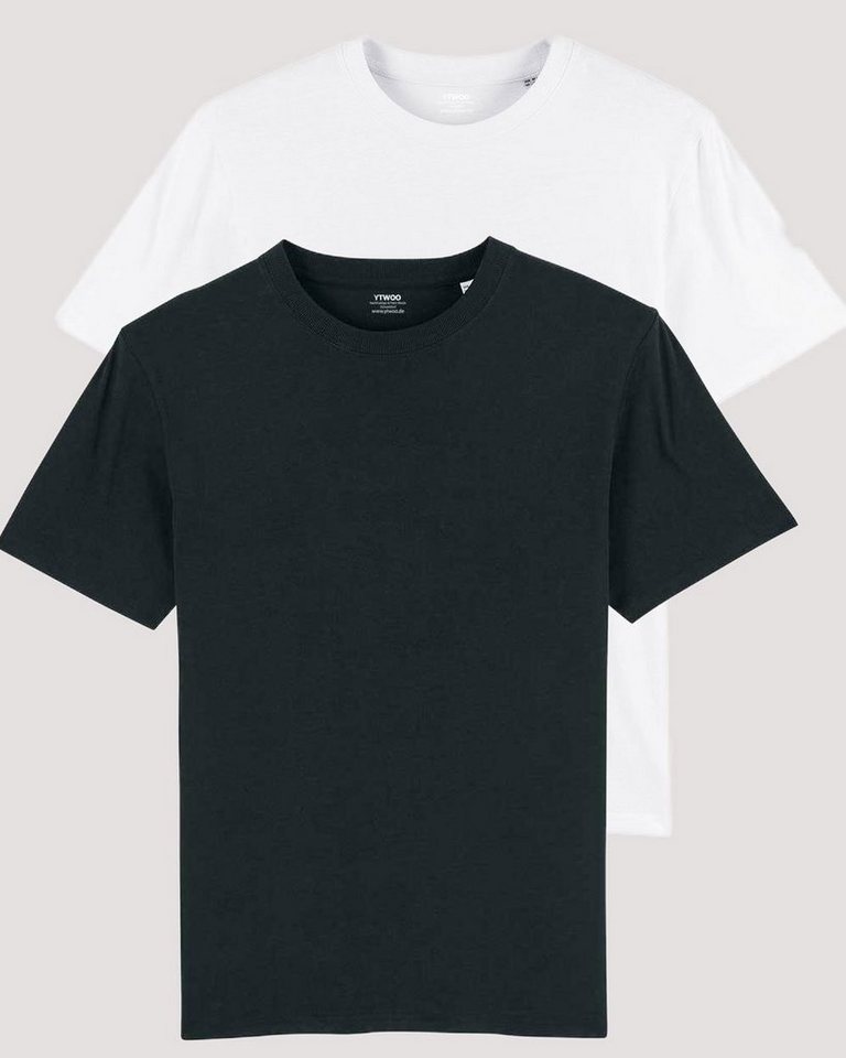 YTWOO T-Shirt 2er Pack, Männer T-Shirt Basic, schwere Bio-Baumwolle, 220g/m günstig online kaufen