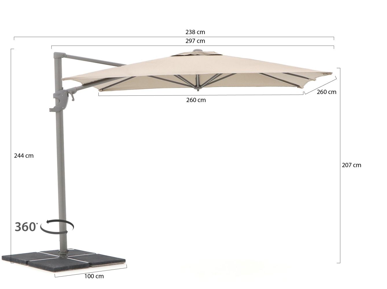 Shadowline Francisco Ampelschirm 260x260 cm günstig online kaufen