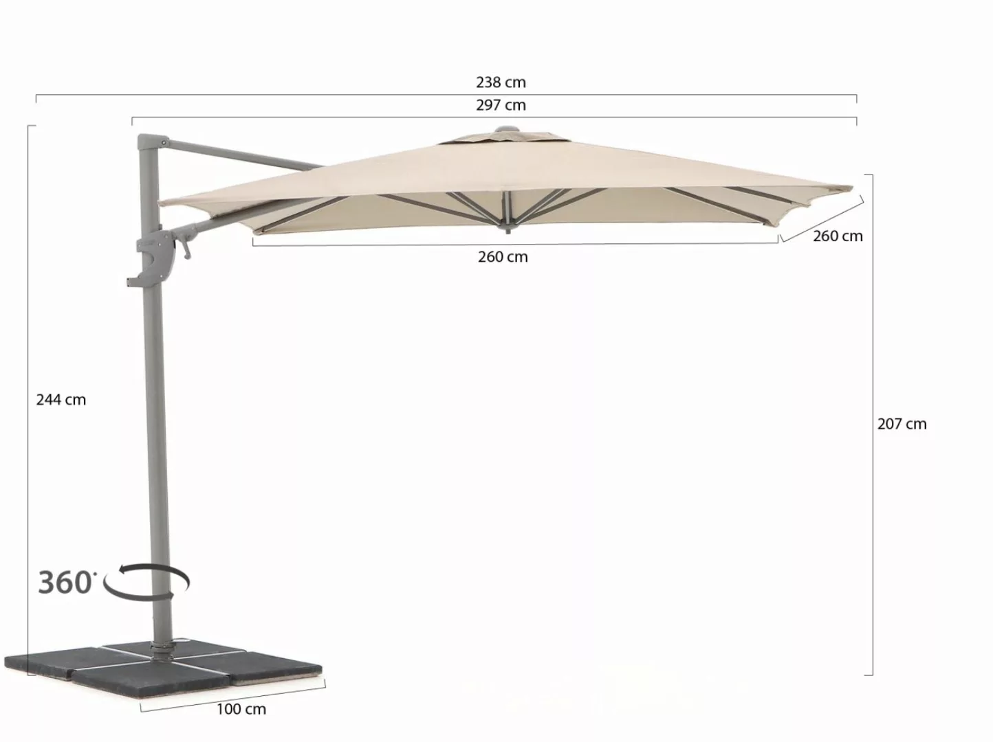 Shadowline Francisco Ampelschirm 260x260 cm günstig online kaufen