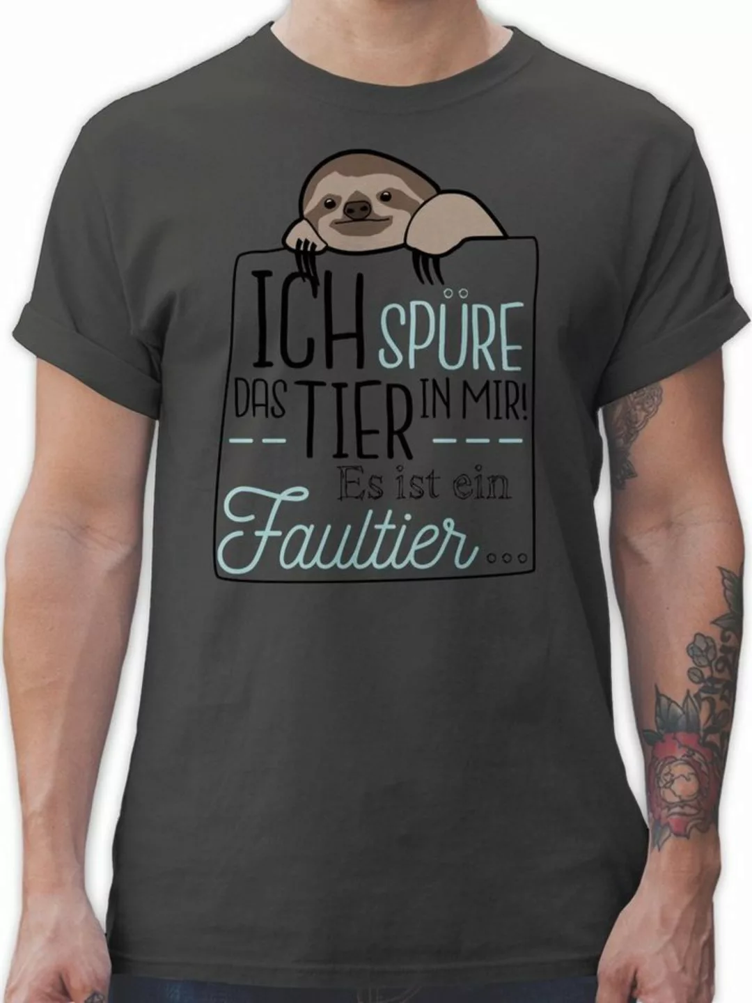 Shirtracer T-Shirt Ich spüre das Tier in mir es ist ein Faultier - schwarz günstig online kaufen