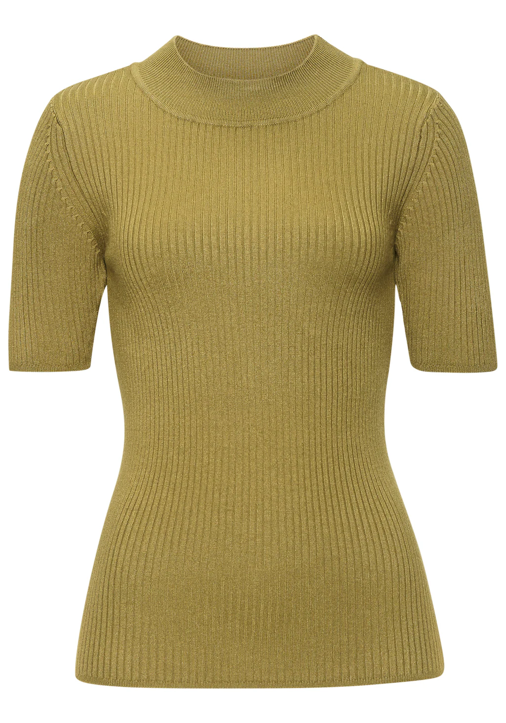 LASCANA Kurzarmpullover, mit Rippstruktur, figurbetonter Strickpullover, Ba günstig online kaufen