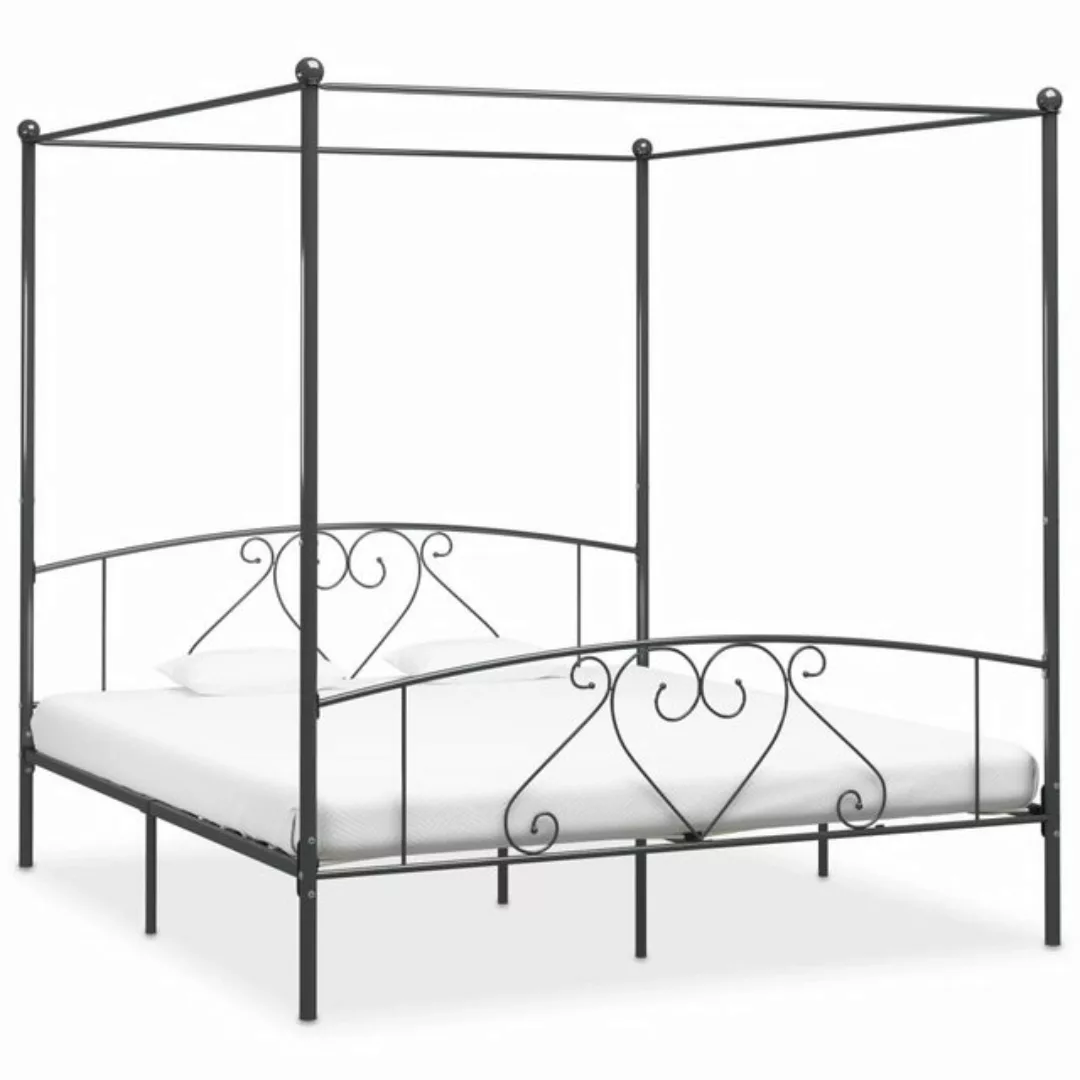 furnicato Bett Himmelbett-Gestell Grau Metall 200 x 200 cm günstig online kaufen