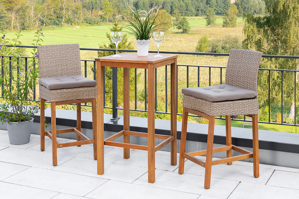 MERXX Gartenbar-Set, (3 tlg.), 2 Barstühle mit Bartisch für den Outdoorbere günstig online kaufen
