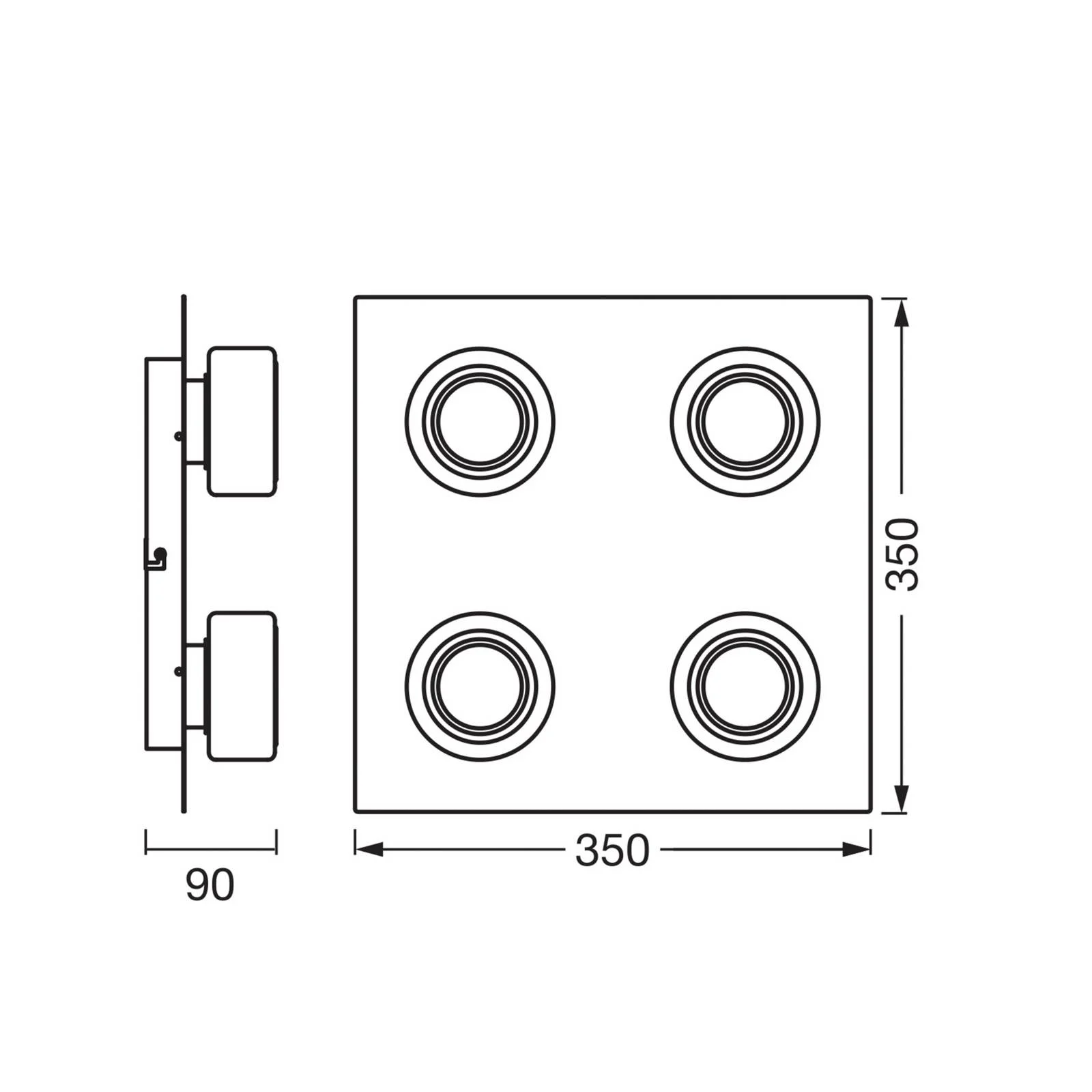 OSRAM LED-Deckenleuchte ORBIS FLAME, chrom, 4-flg., CCT IP44 günstig online kaufen
