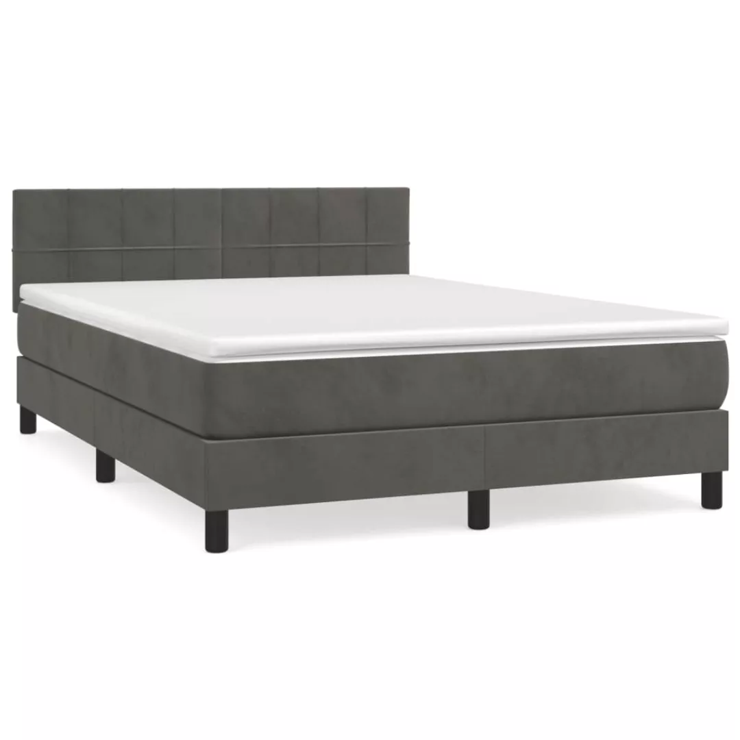 Vidaxl Boxspringbett Mit Matratze Dunkelgrau 140x190 Cm Samt günstig online kaufen