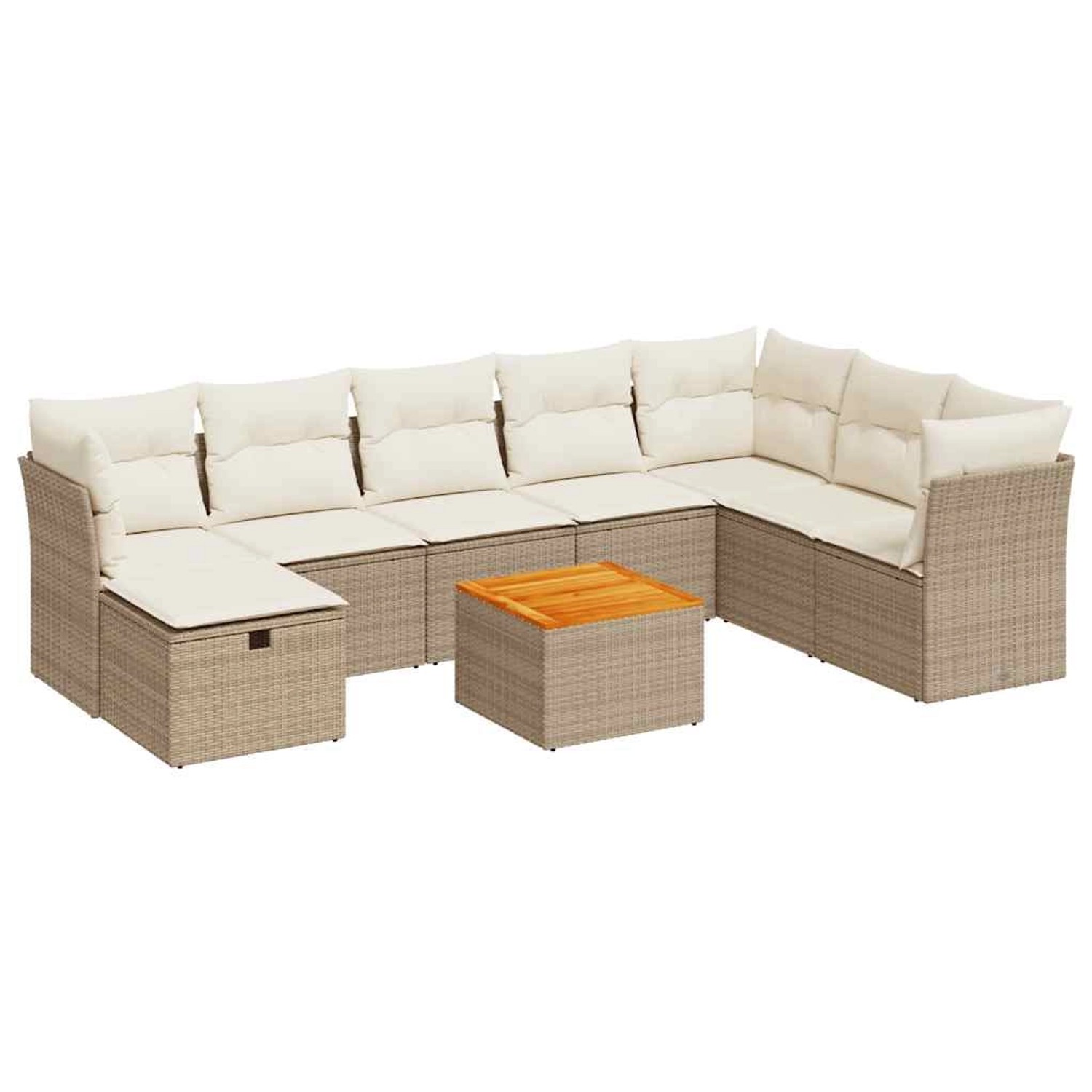 vidaXL 9-Tlg Garten-Sofagarnitur mit Kissen Beige Poly Rattan 3325775 günstig online kaufen