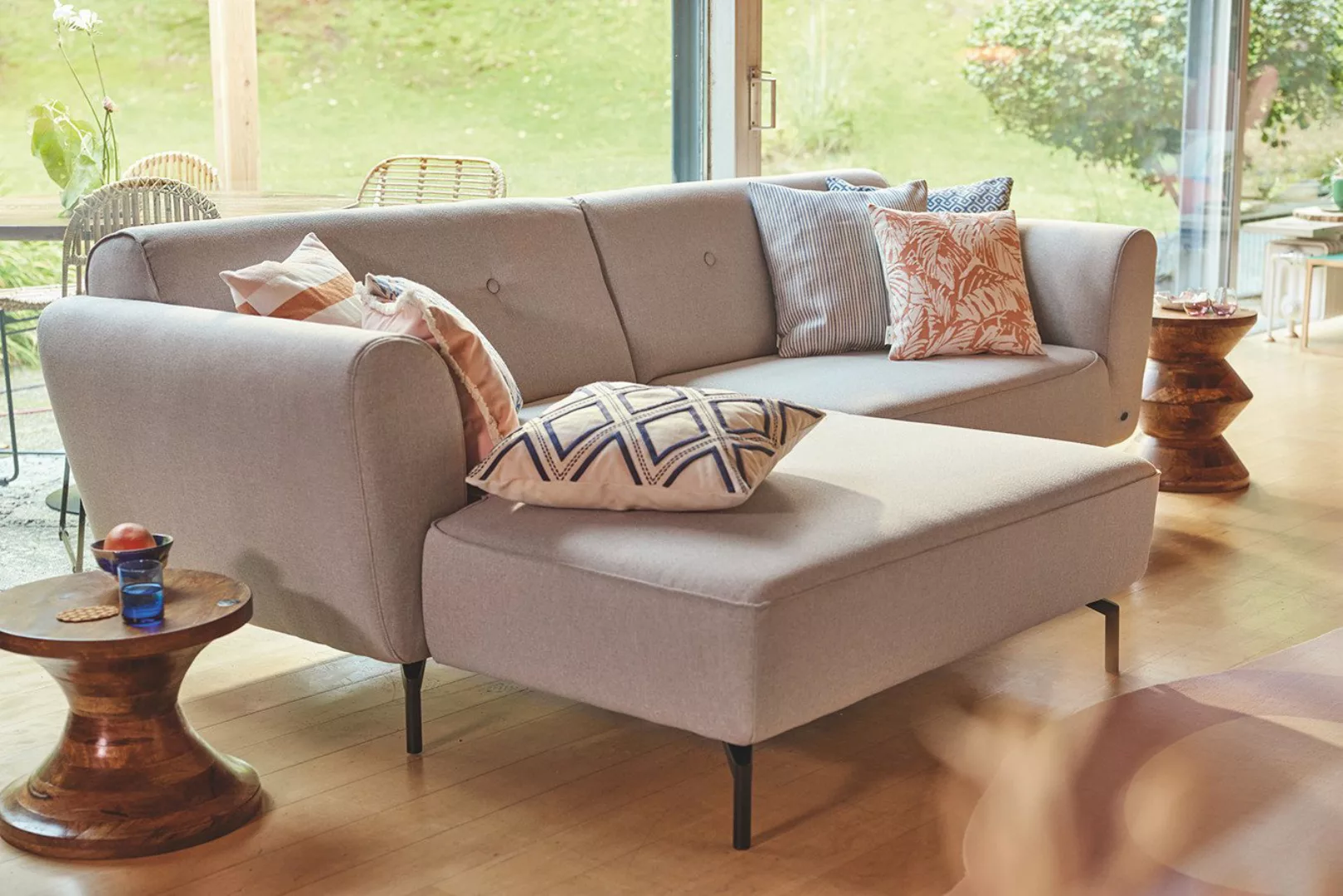 TOM TAILOR HOME Ecksofa NEW WAVE, breite Chaiselongue hellgrauer Webstoff T günstig online kaufen