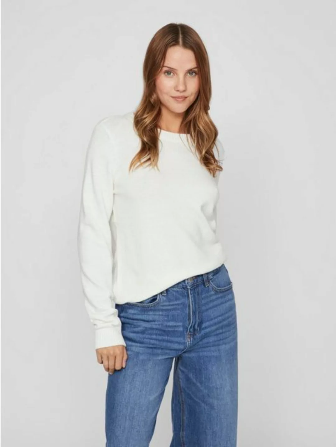 Vila Ril Langärmliger Pullover Mit O-ausschnitt XL White Alyssum günstig online kaufen