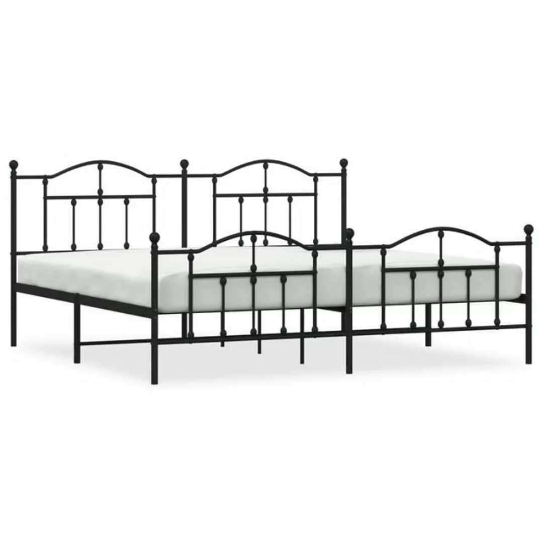 furnicato Bett Bettgestell mit Kopf- und Fußteil Metall Schwarz 200x200 cm günstig online kaufen