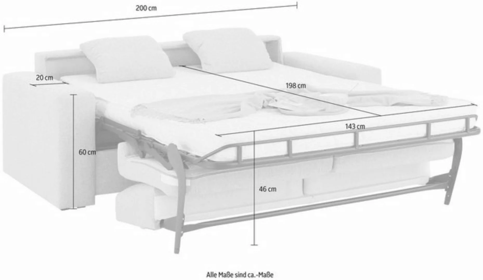 Home affaire Schlafsofa Roma Matratzenhöhe 14 cm, Dauerschlaffunktion, mit günstig online kaufen