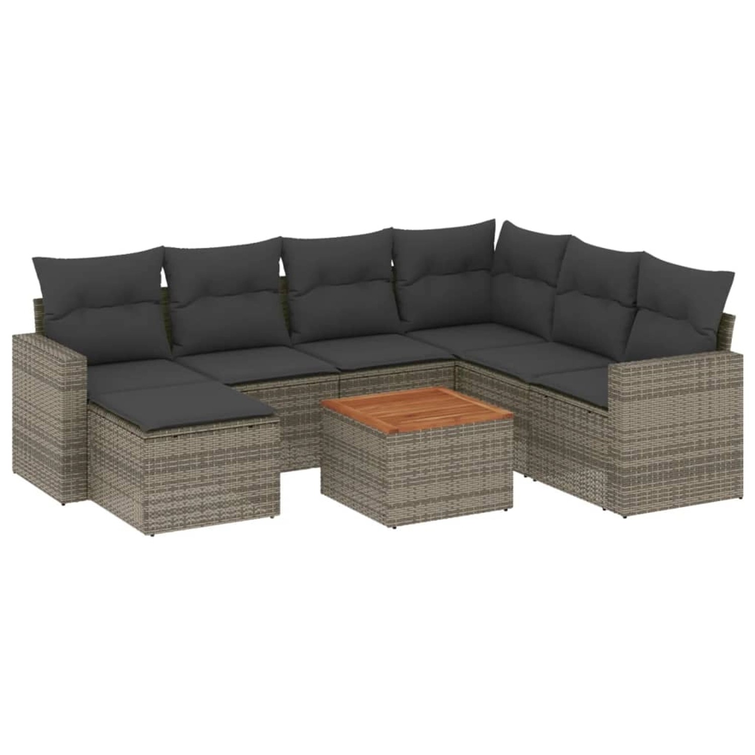 vidaXL 8-Tlg Garten-Sofagarnitur mit Kissen Grau Poly Rattan 3256571 günstig online kaufen
