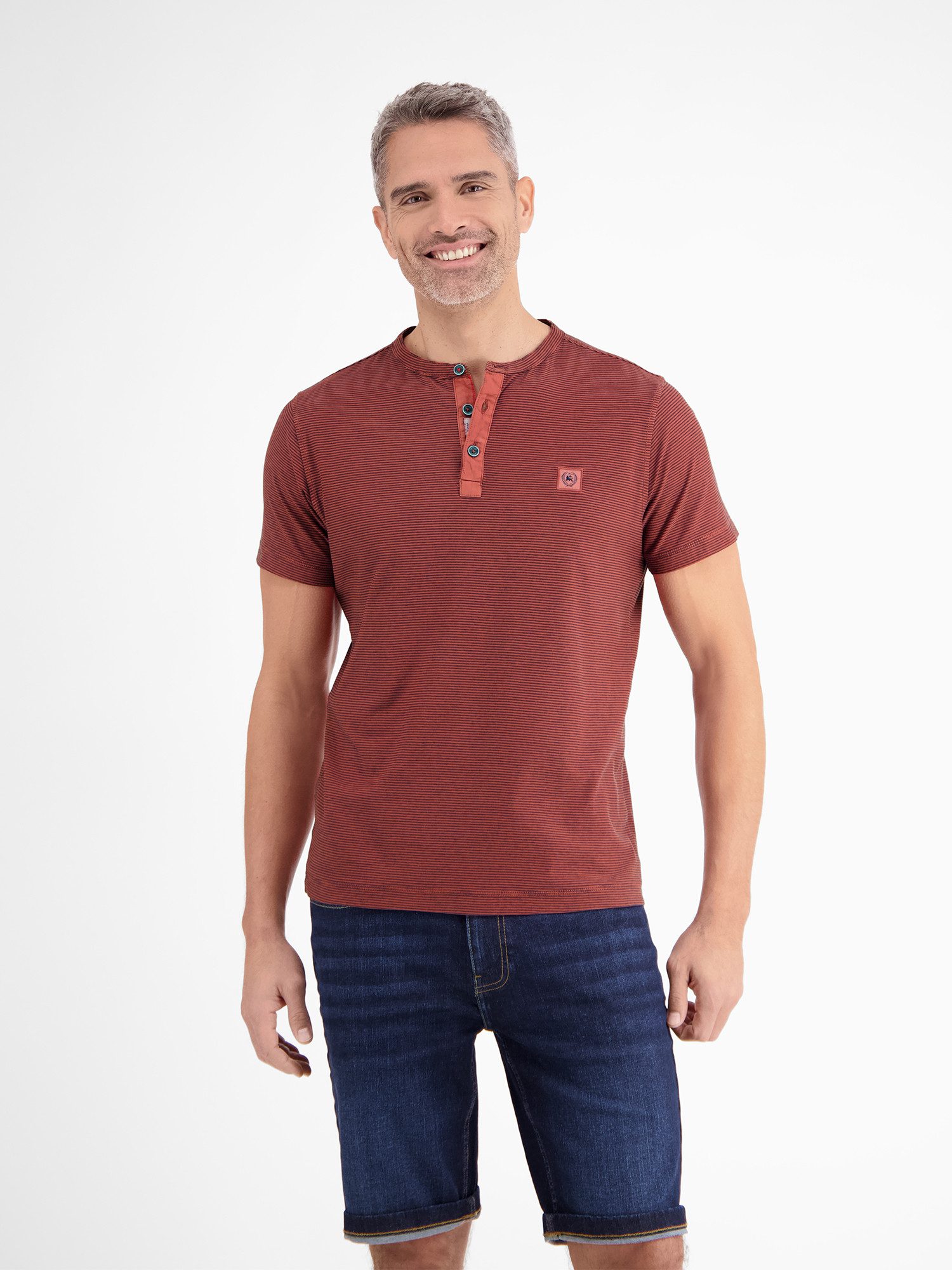 LERROS Henleyshirt "LERROS Herren Serafino-Shirt, gestreift" günstig online kaufen