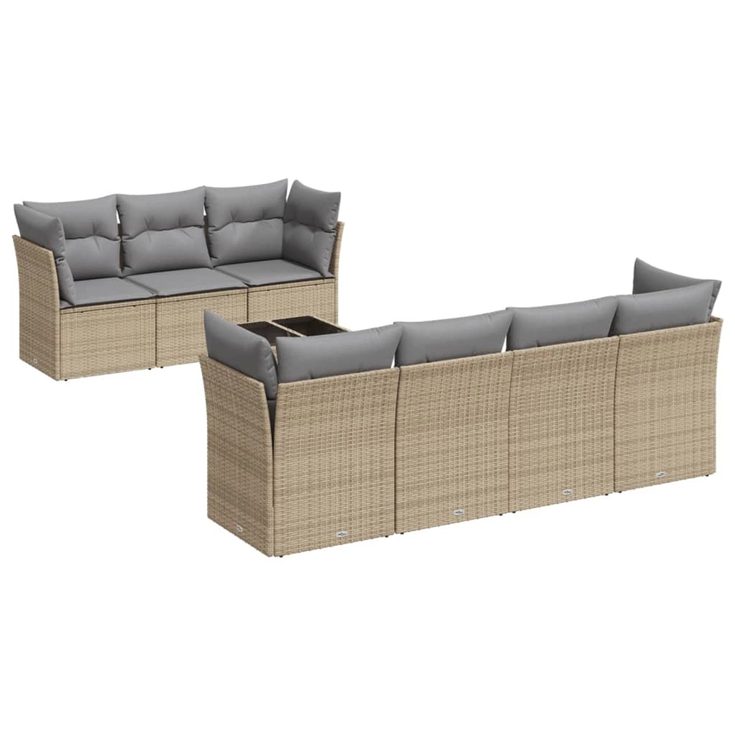 vidaXL 8-Tlg Garten-Sofagarnitur mit Kissen Beige Poly Rattan 3217279 günstig online kaufen
