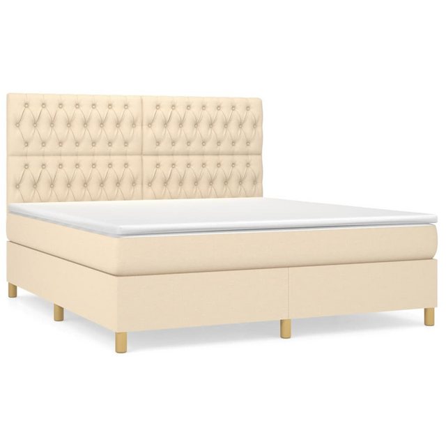 vidaXL Bettgestell Boxspringbett mit Matratze Creme 180x200 cm Stoff Bett B günstig online kaufen