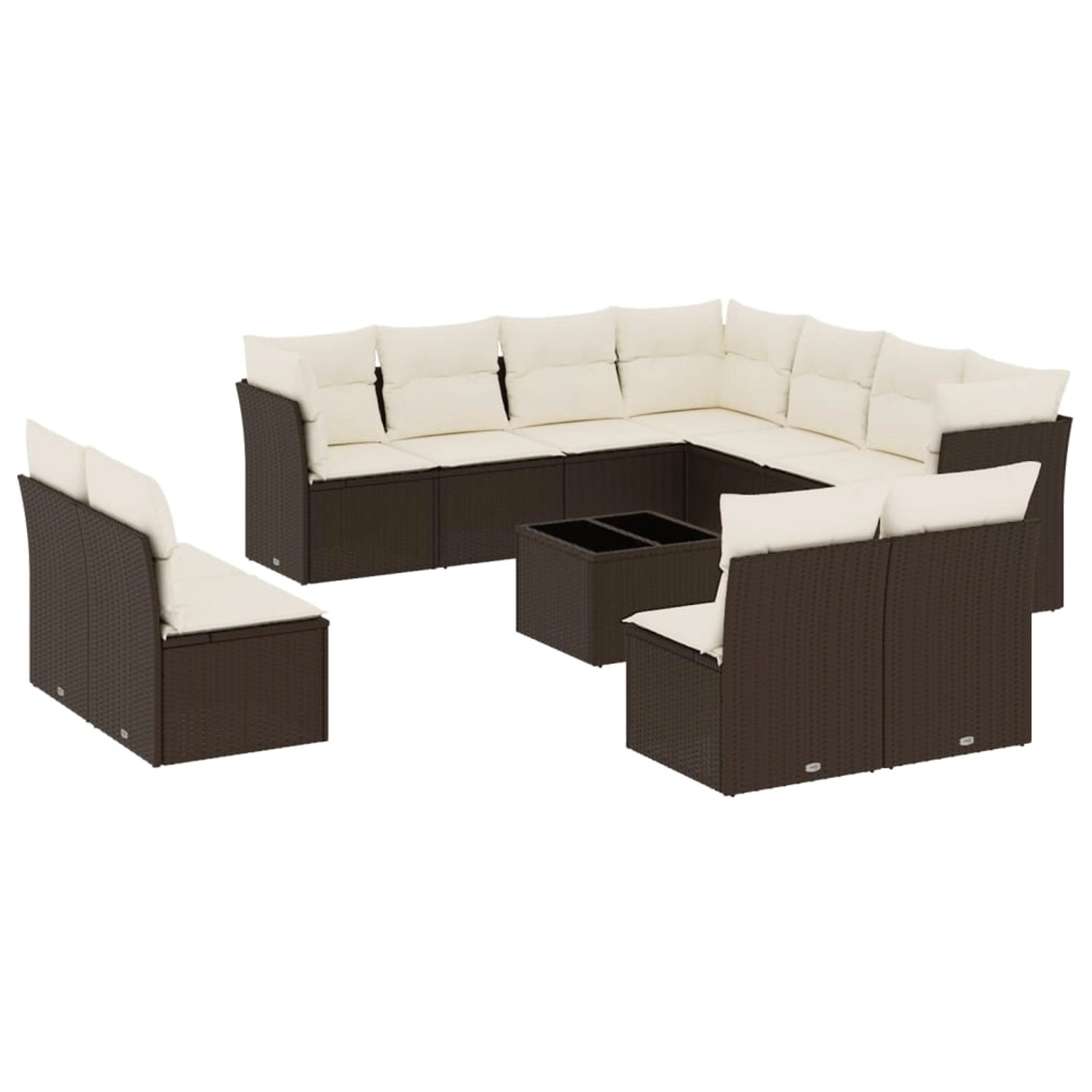 vidaXL 12-Tlg Garten-Sofagarnitur mit Kissen Braun Poly Rattan 3217833 günstig online kaufen