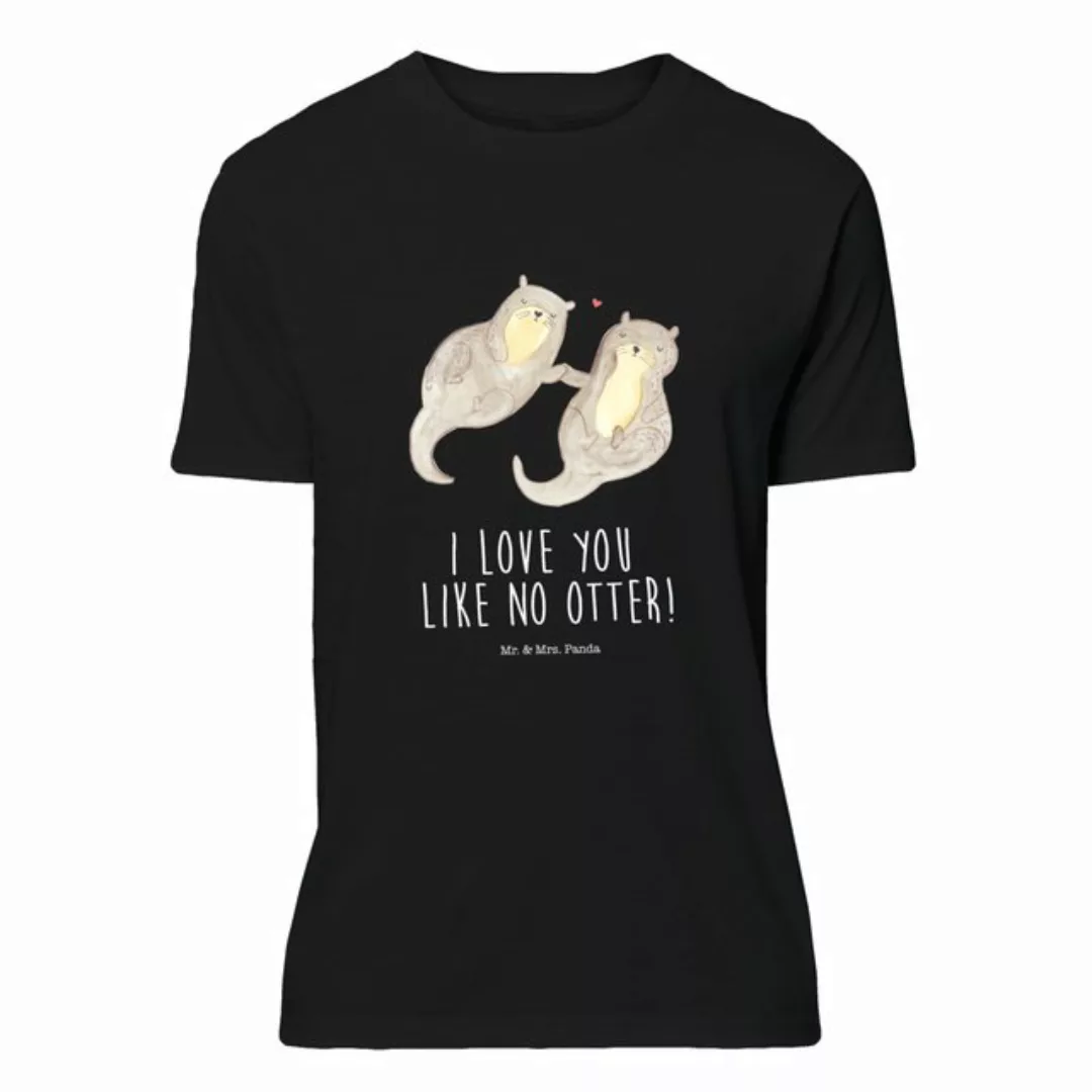 Mr. & Mrs. Panda T-Shirt Otter händchenhaltend - Schwarz - Geschenk, Lustig günstig online kaufen