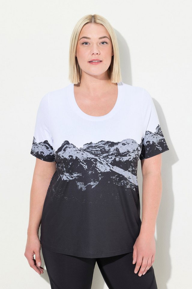 Ulla Popken Rundhalsshirt Funktionsshirt Berge Rundhals Halbarm recycelt günstig online kaufen