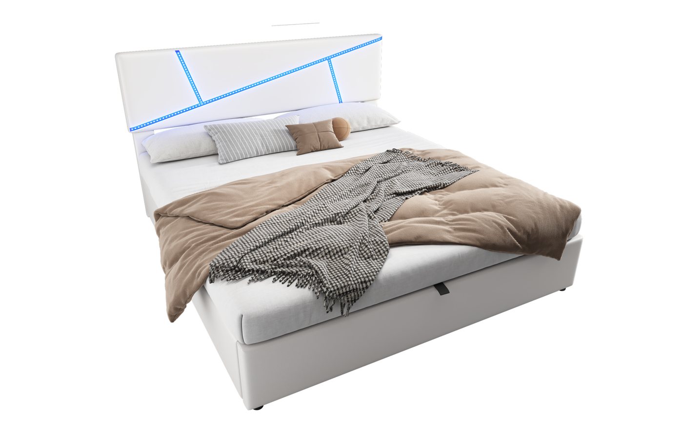 OKWISH Polsterbett Bequemes (mit LED-Lichtleisten,180*200 cm, Doppelbett mi günstig online kaufen